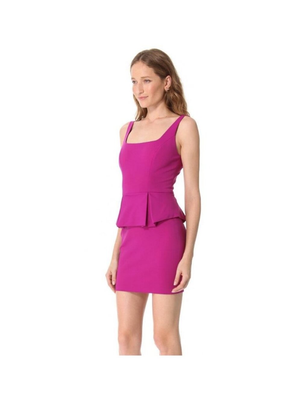 Robert Rodriguez Peplum Pencil Dress Fuchsia Purple Pink Mini Jersey Pleated NWT